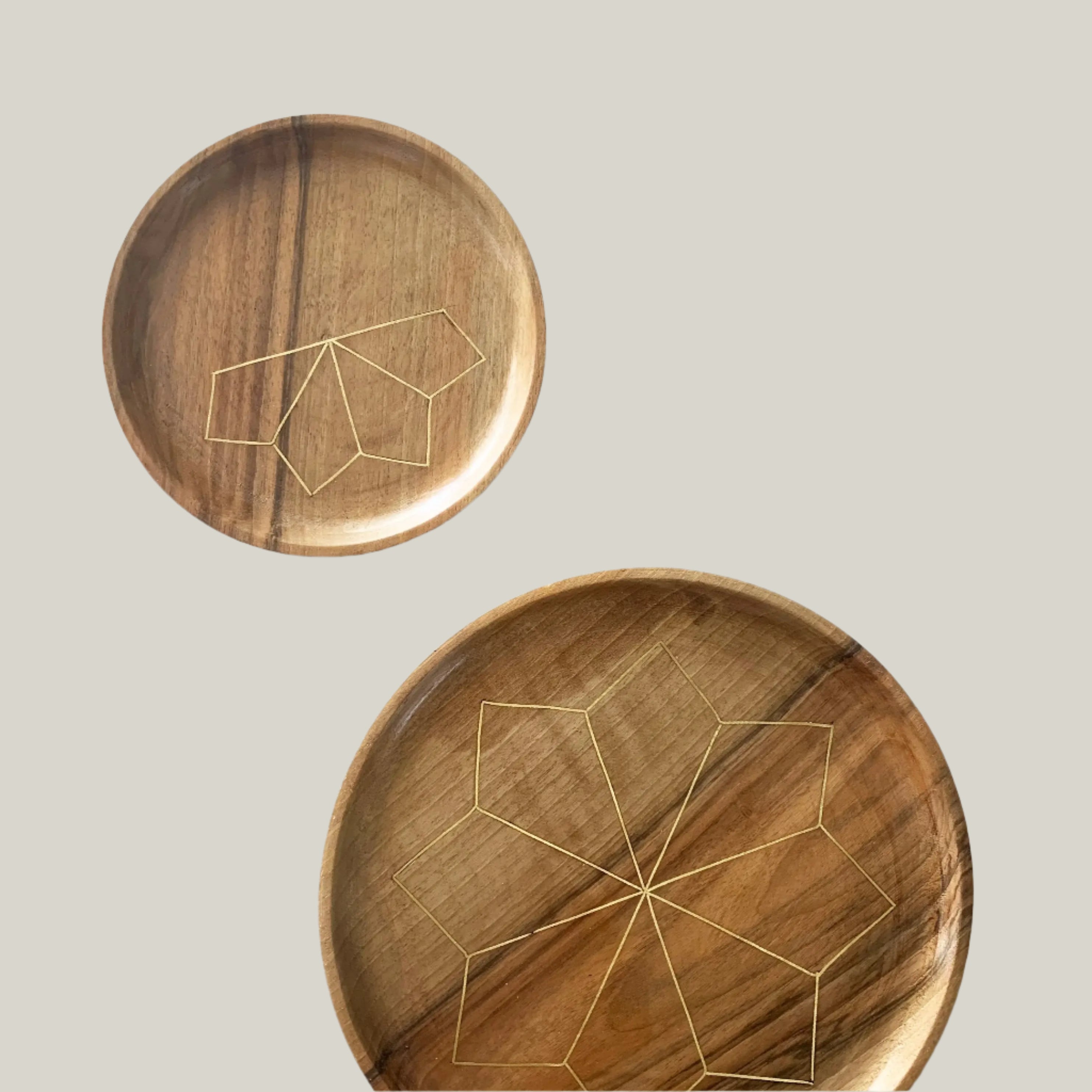 Najma Brass Inlay Tray - Set of 2