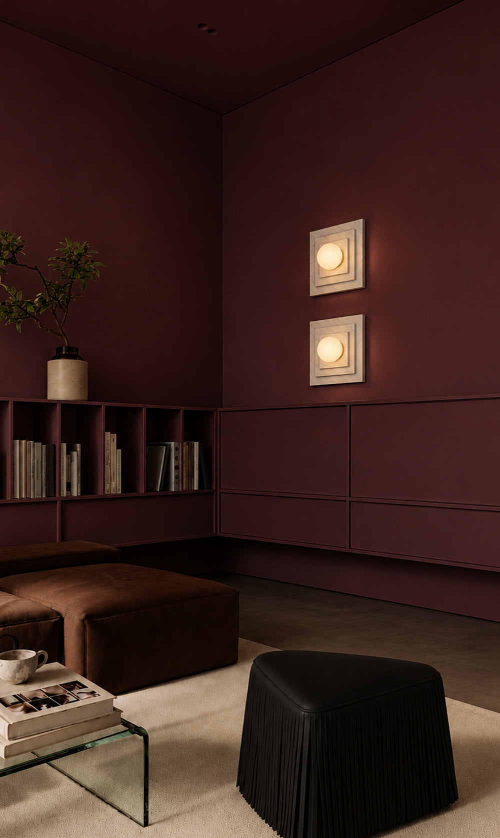 Ula Layered Travertine Square Wall Sconce