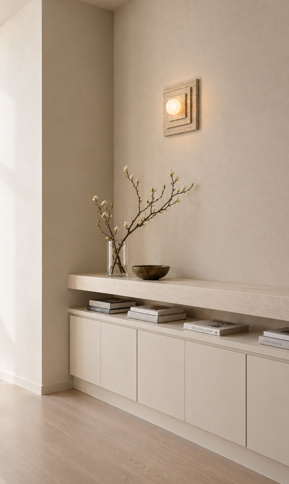 Ula Layered Travertine Square Wall Sconce
