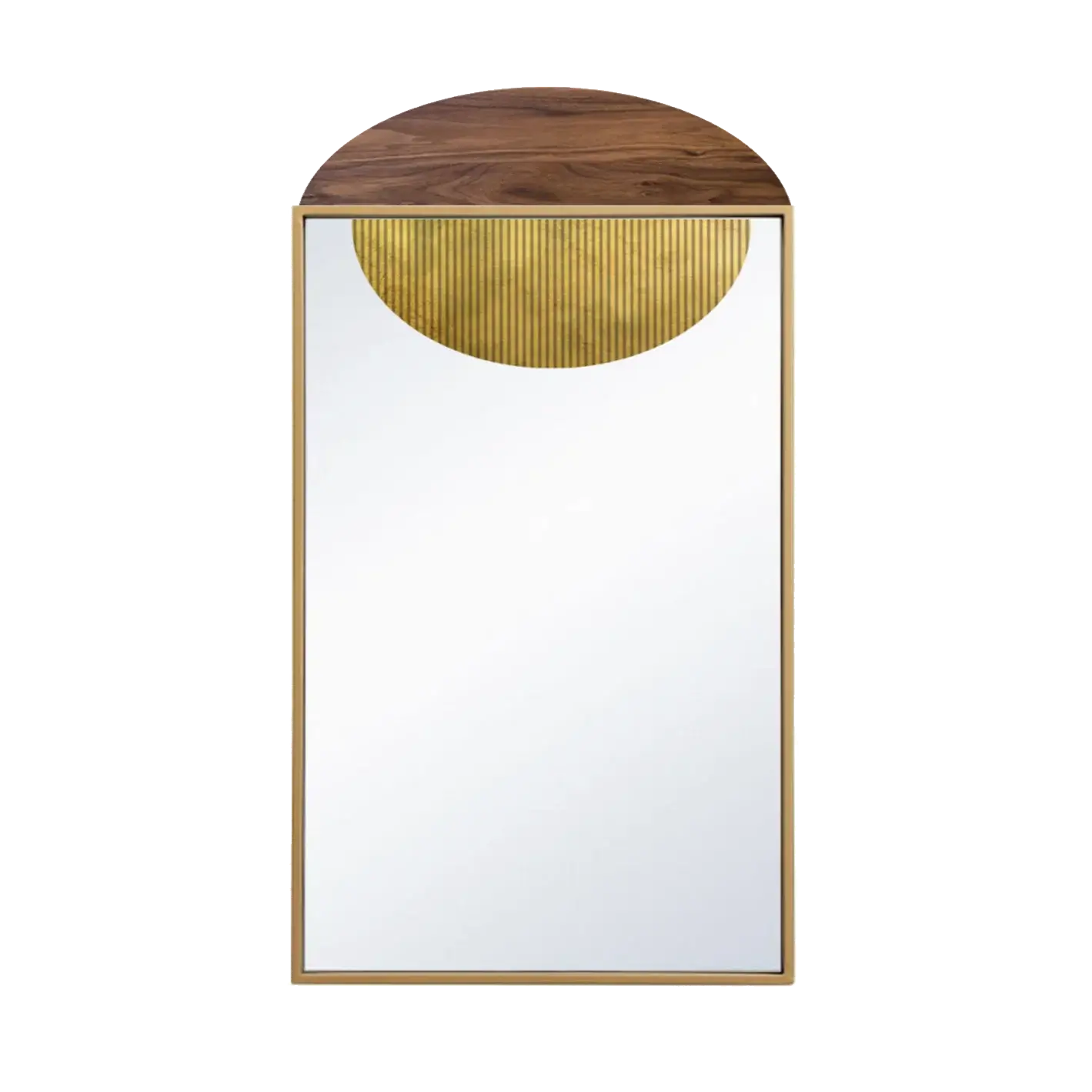 Dounia home Wall mirror in  made of walnut/brass, Model: KOBA
