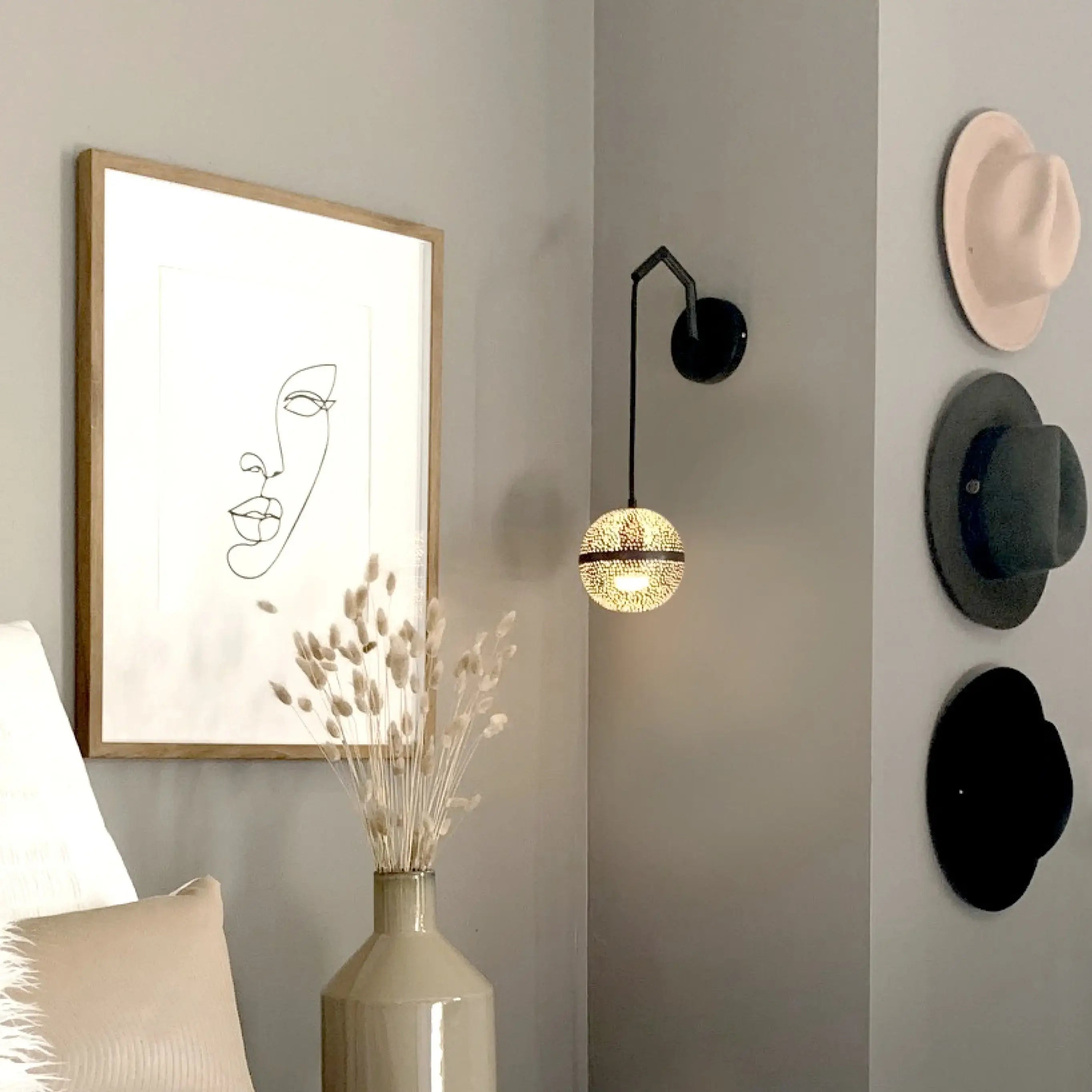 Dounia Home Wall Sconce in Gunmetal, Model: Amur | Adjustable Cord Length 