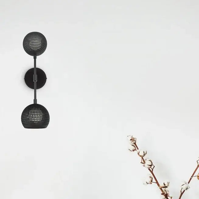 Dounia Home Shams Dual Globe Wall Sconce | Gun Metal | Shade Size 6"