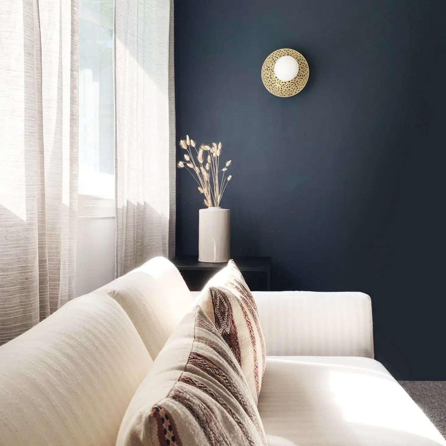 Dounia Home Riad Wall Sconce | Polished Brass & Porcelain Bulb