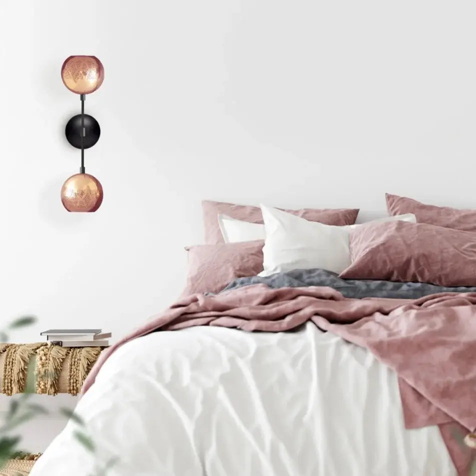 Dounia Home Nur Dual Globe Wall Sconce | Polished Copper | Shade Size 6"
