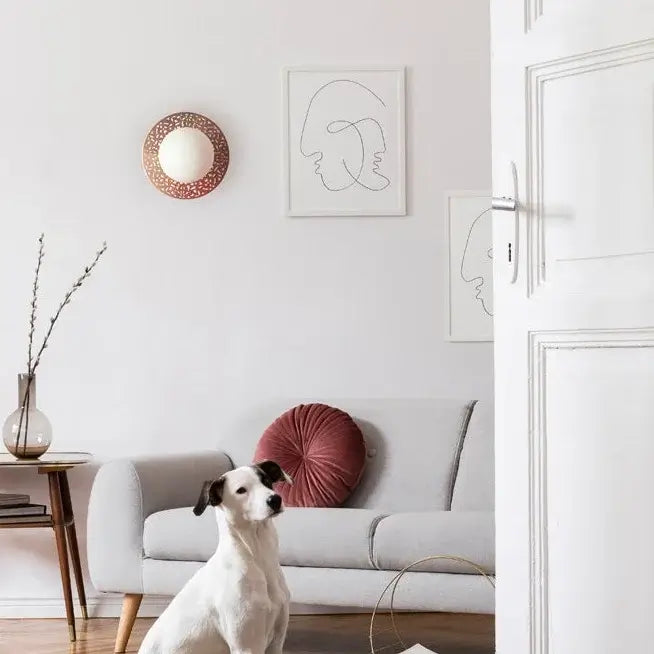 Dounia Home Riad Wall Sconce  |  Polished Copper  & Porcelain Bulb