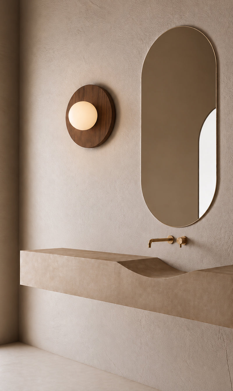 Maria Disc Wall Sconce  - Walnut