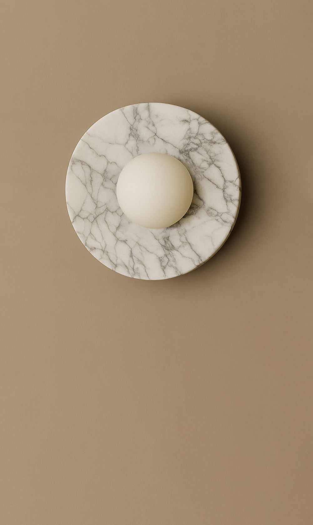Maria Disc Wall Sconce  - White Marble